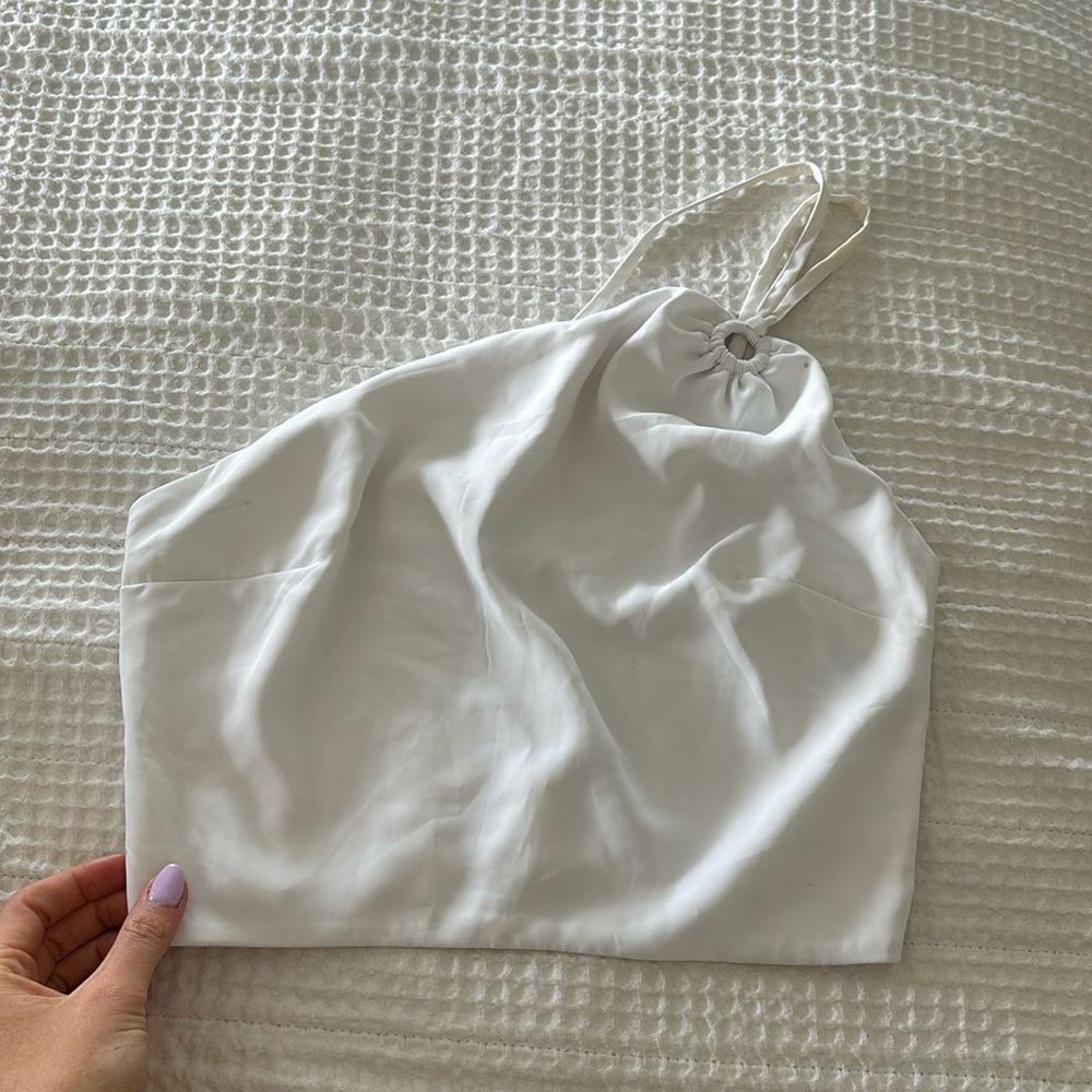 Abercrombie and Fitch white one shoulder crop top NWT size S